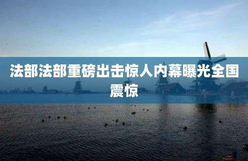 法部法部重磅出击惊人内幕曝光全国震惊