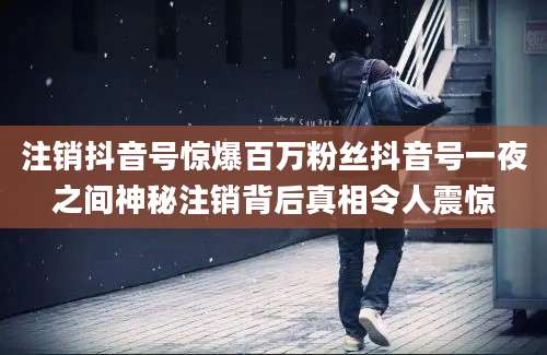 注销抖音号惊爆百万粉丝抖音号一夜之间神秘注销背后真相令人震惊
