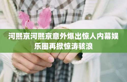 河熙京河熙京意外爆出惊人内幕娱乐圈再掀惊涛骇浪