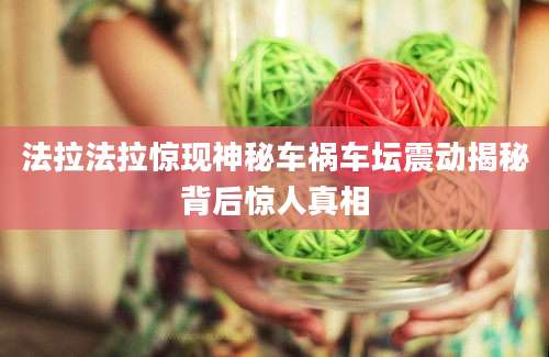 法拉法拉惊现神秘车祸车坛震动揭秘背后惊人真相
