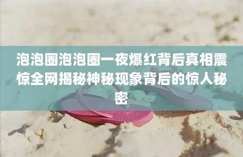 泡泡圈泡泡圈一夜爆红背后真相震惊全网揭秘神秘现象背后的惊人秘密