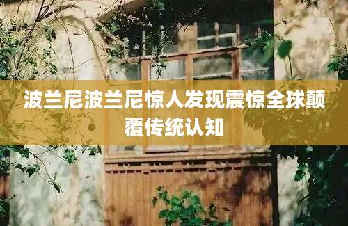 波兰尼波兰尼惊人发现震惊全球颠覆传统认知