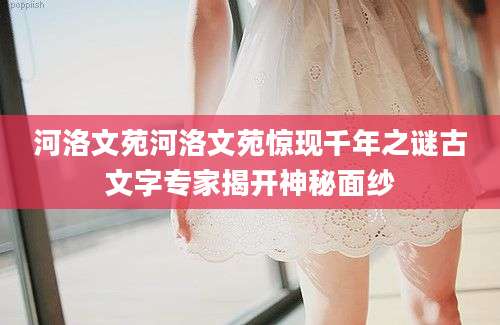 河洛文苑河洛文苑惊现千年之谜古文字专家揭开神秘面纱
