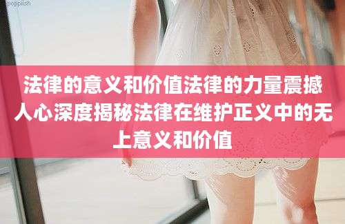 法律的意义和价值法律的力量震撼人心深度揭秘法律在维护正义中的无上意义和价值