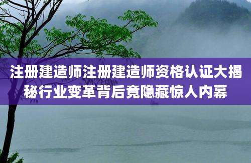 注册建造师注册建造师资格认证大揭秘行业变革背后竟隐藏惊人内幕
