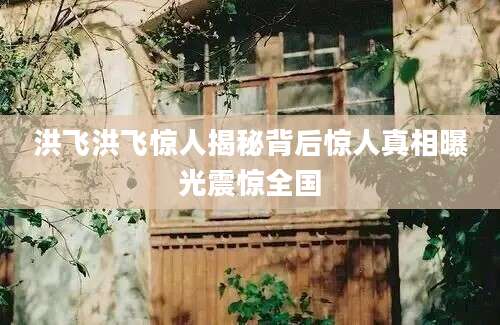洪飞洪飞惊人揭秘背后惊人真相曝光震惊全国