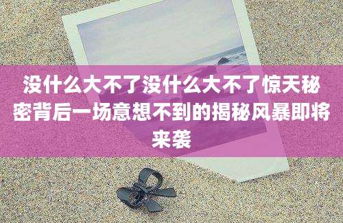 没什么大不了没什么大不了惊天秘密背后一场意想不到的揭秘风暴即将来袭