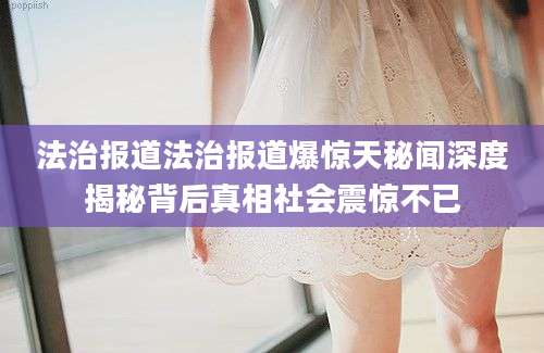 法治报道法治报道爆惊天秘闻深度揭秘背后真相社会震惊不已