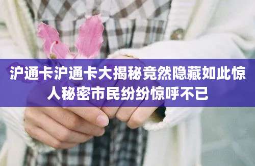 沪通卡沪通卡大揭秘竟然隐藏如此惊人秘密市民纷纷惊呼不已