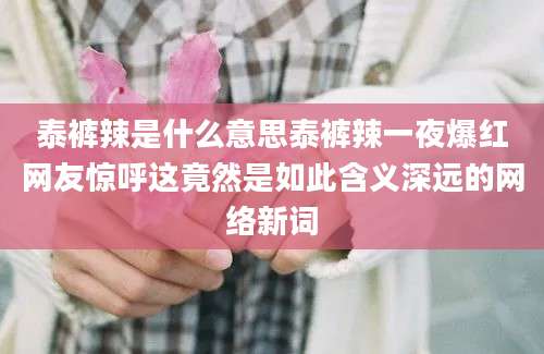泰裤辣是什么意思泰裤辣一夜爆红网友惊呼这竟然是如此含义深远的网络新词