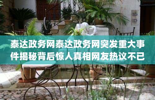 泰达政务网泰达政务网突发重大事件揭秘背后惊人真相网友热议不已