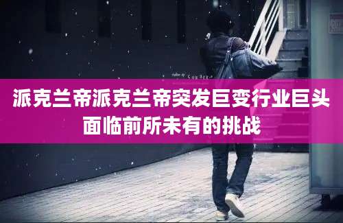 派克兰帝派克兰帝突发巨变行业巨头面临前所未有的挑战