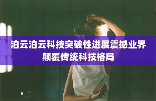 泊云泊云科技突破性进展震撼业界颠覆传统科技格局