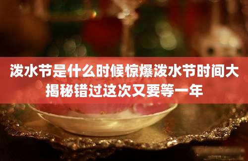 泼水节是什么时候惊爆泼水节时间大揭秘错过这次又要等一年