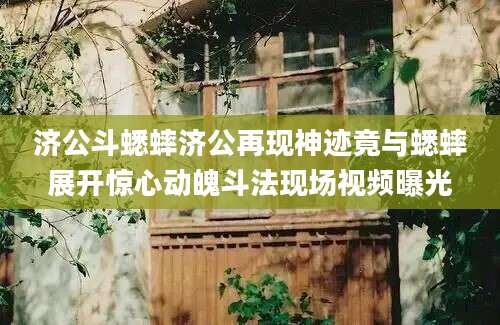 济公斗蟋蟀济公再现神迹竟与蟋蟀展开惊心动魄斗法现场视频曝光