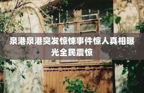 泉港泉港突发惊悚事件惊人真相曝光全民震惊