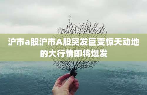 沪市a股沪市A股突发巨变惊天动地的大行情即将爆发
