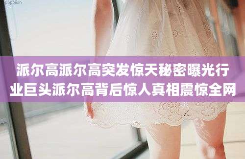 派尔高派尔高突发惊天秘密曝光行业巨头派尔高背后惊人真相震惊全网