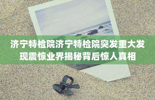 济宁特检院济宁特检院突发重大发现震惊业界揭秘背后惊人真相