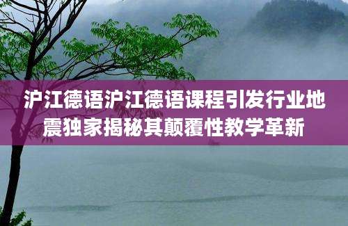 沪江德语沪江德语课程引发行业地震独家揭秘其颠覆性教学革新