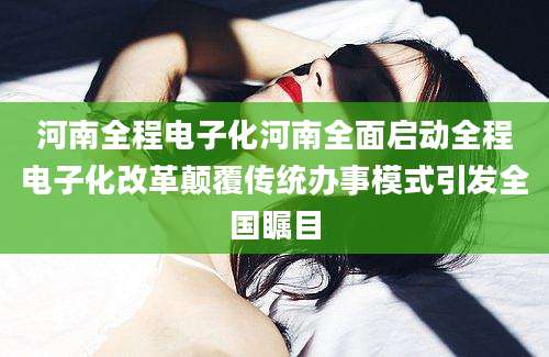 河南全程电子化河南全面启动全程电子化改革颠覆传统办事模式引发全国瞩目