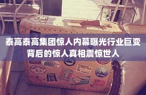 泰高泰高集团惊人内幕曝光行业巨变背后的惊人真相震惊世人