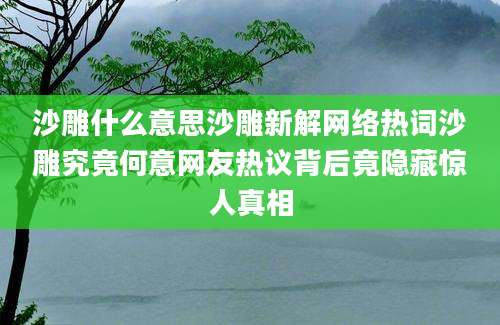 沙雕什么意思沙雕新解网络热词沙雕究竟何意网友热议背后竟隐藏惊人真相