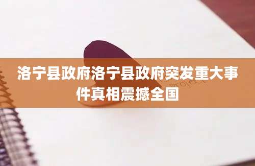 洛宁县政府洛宁县政府突发重大事件真相震撼全国
