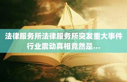 法律服务所法律服务所突发重大事件行业震动真相竟然是...