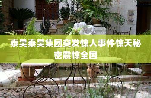 泰昊泰昊集团突发惊人事件惊天秘密震惊全国