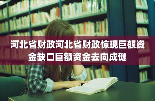 河北省财政河北省财政惊现巨额资金缺口巨额资金去向成谜