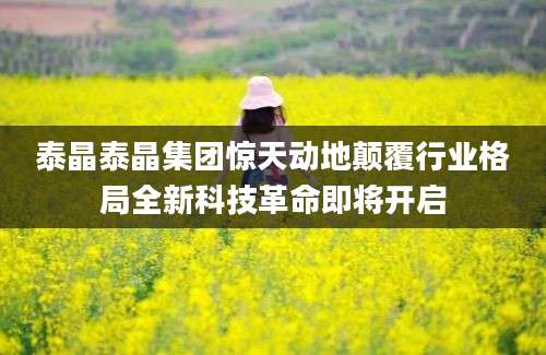 泰晶泰晶集团惊天动地颠覆行业格局全新科技革命即将开启