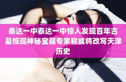 泰达一中泰达一中惊人发现百年古墓惊现神秘宝藏专家称或将改写天津历史