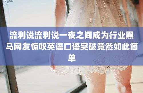 流利说流利说一夜之间成为行业黑马网友惊叹英语口语突破竟然如此简单