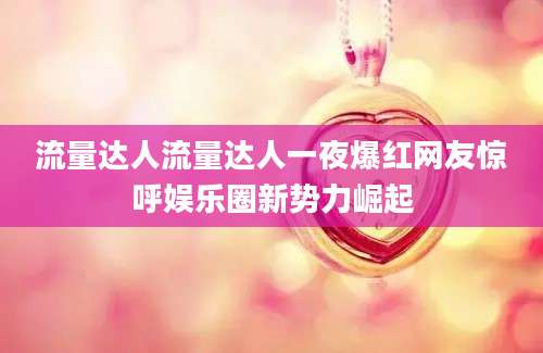 流量达人流量达人一夜爆红网友惊呼娱乐圈新势力崛起