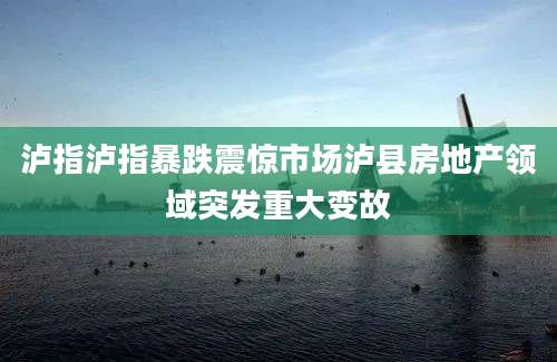 泸指泸指暴跌震惊市场泸县房地产领域突发重大变故