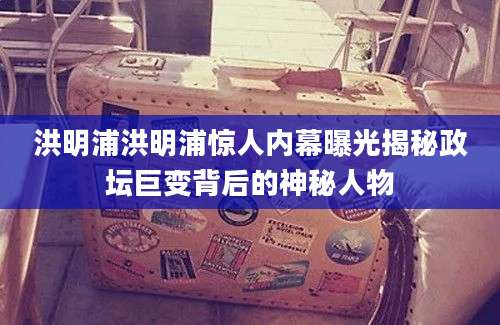 洪明浦洪明浦惊人内幕曝光揭秘政坛巨变背后的神秘人物