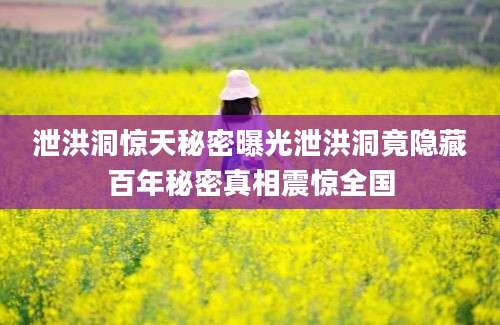 泄洪洞惊天秘密曝光泄洪洞竟隐藏百年秘密真相震惊全国
