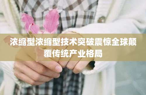 浓缩型浓缩型技术突破震惊全球颠覆传统产业格局