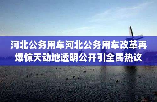河北公务用车河北公务用车改革再爆惊天动地透明公开引全民热议