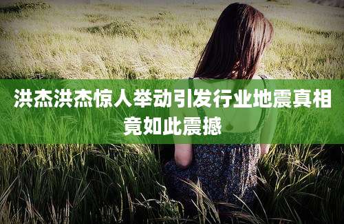 洪杰洪杰惊人举动引发行业地震真相竟如此震撼