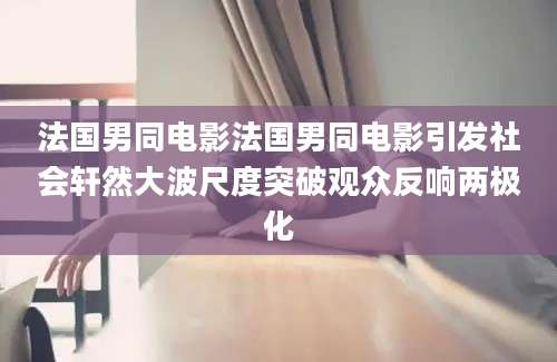 法国男同电影法国男同电影引发社会轩然大波尺度突破观众反响两极化