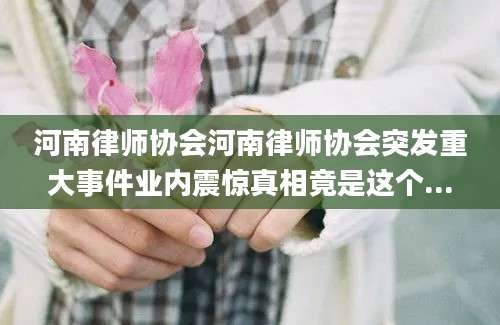 河南律师协会河南律师协会突发重大事件业内震惊真相竟是这个...