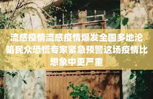 流感疫情流感疫情爆发全国多地沦陷民众恐慌专家紧急预警这场疫情比想象中更严重