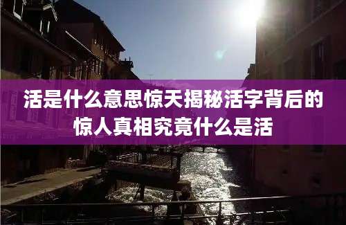 活是什么意思惊天揭秘活字背后的惊人真相究竟什么是活