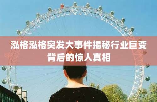 泓格泓格突发大事件揭秘行业巨变背后的惊人真相