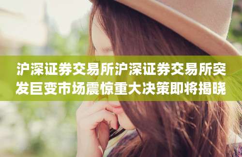 沪深证券交易所沪深证券交易所突发巨变市场震惊重大决策即将揭晓
