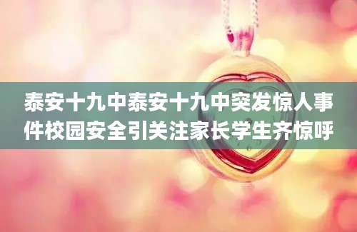泰安十九中泰安十九中突发惊人事件校园安全引关注家长学生齐惊呼