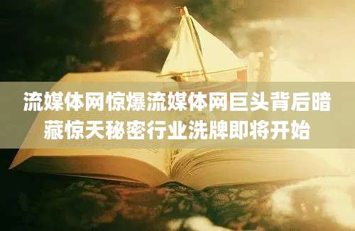 流媒体网惊爆流媒体网巨头背后暗藏惊天秘密行业洗牌即将开始